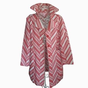 Bandolino Coral and White Chevron Jacket